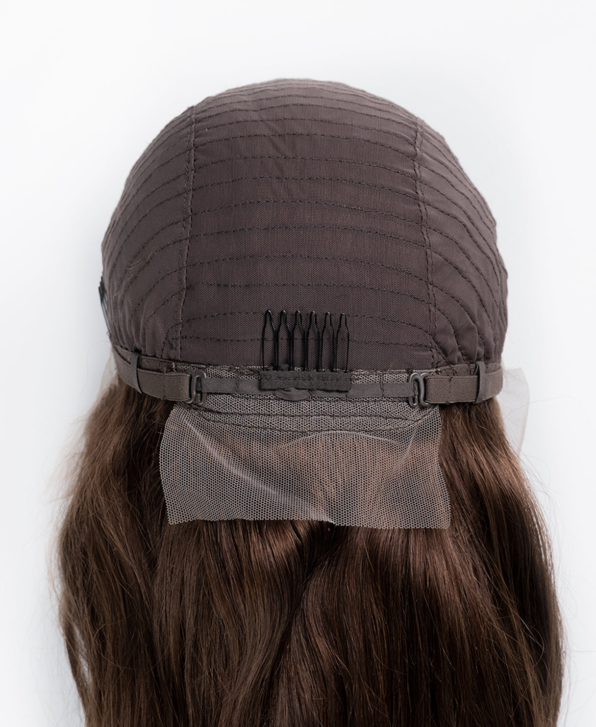 lace front human wig - 18" medium brown.