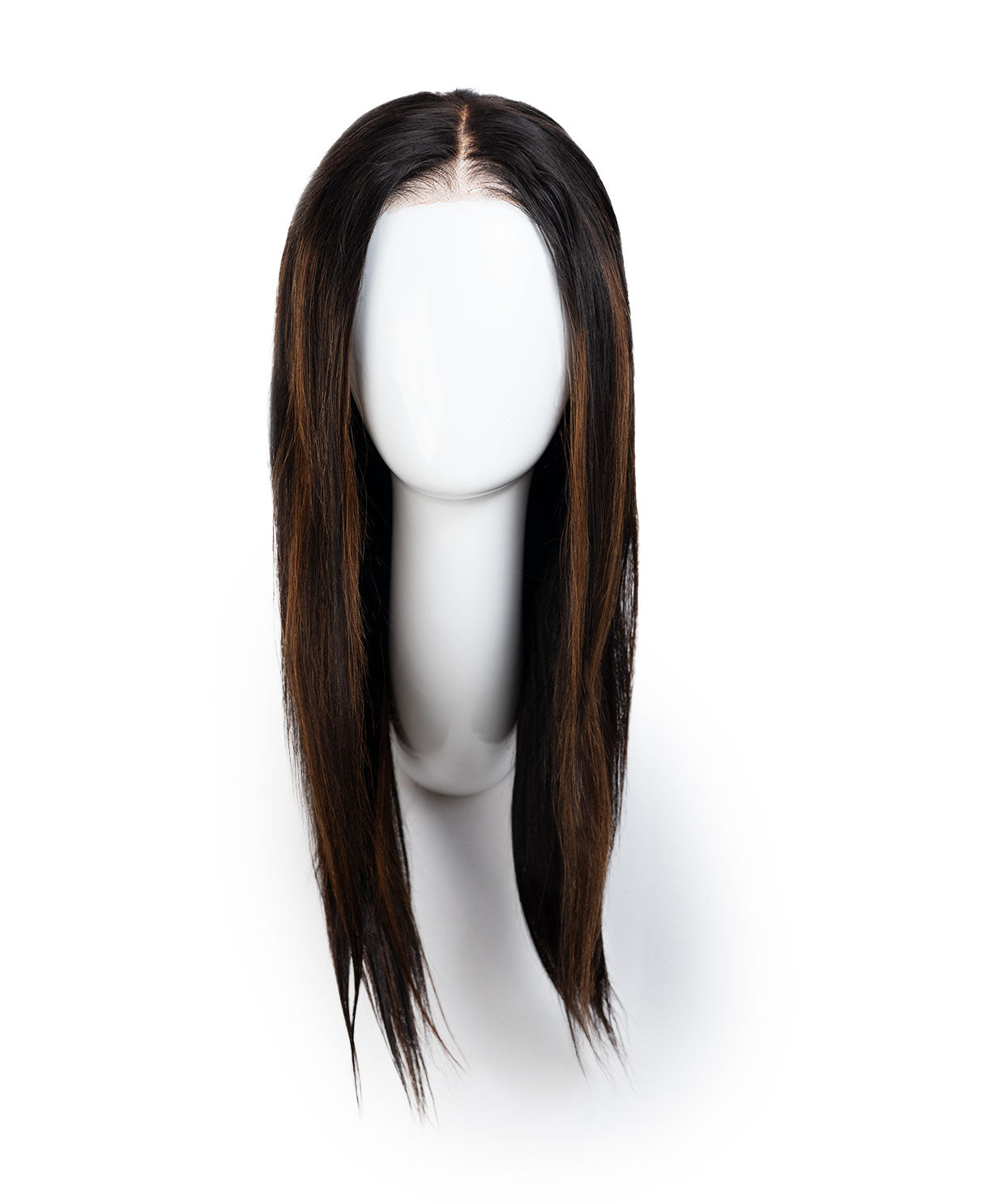 put on & go pre-cut lace human wig - 18" mocha balayage.