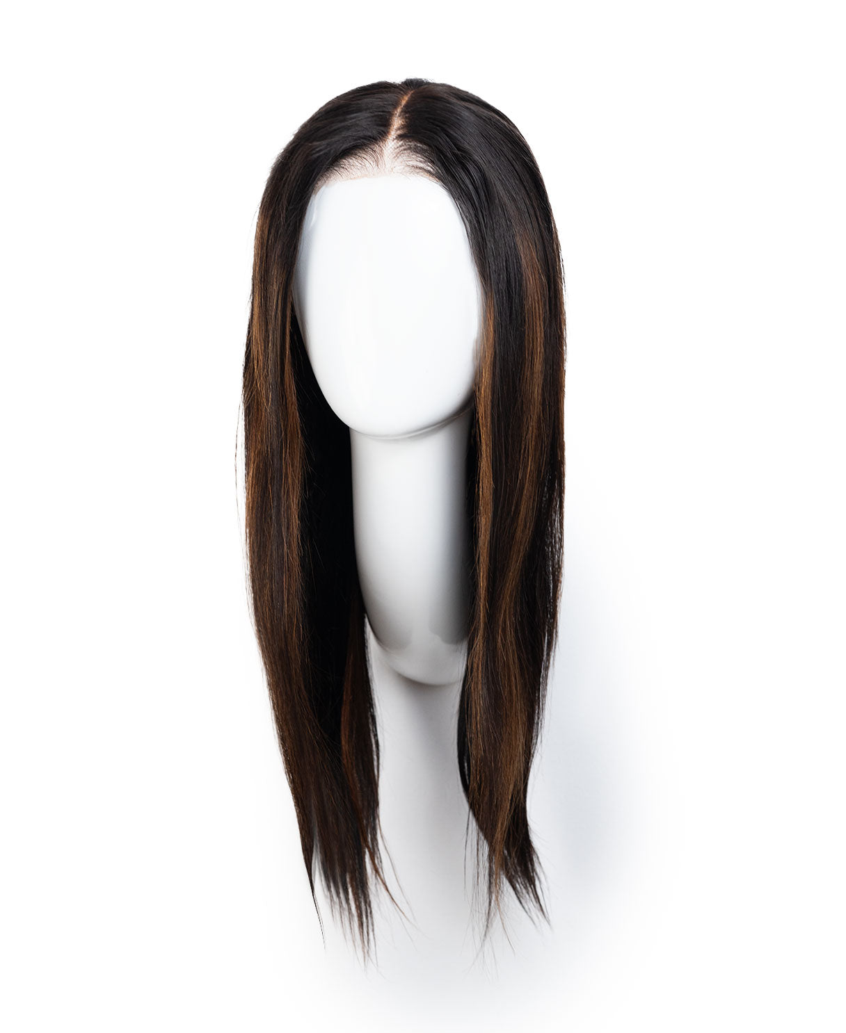 put on & go pre-cut lace human wig - 18" mocha balayage.