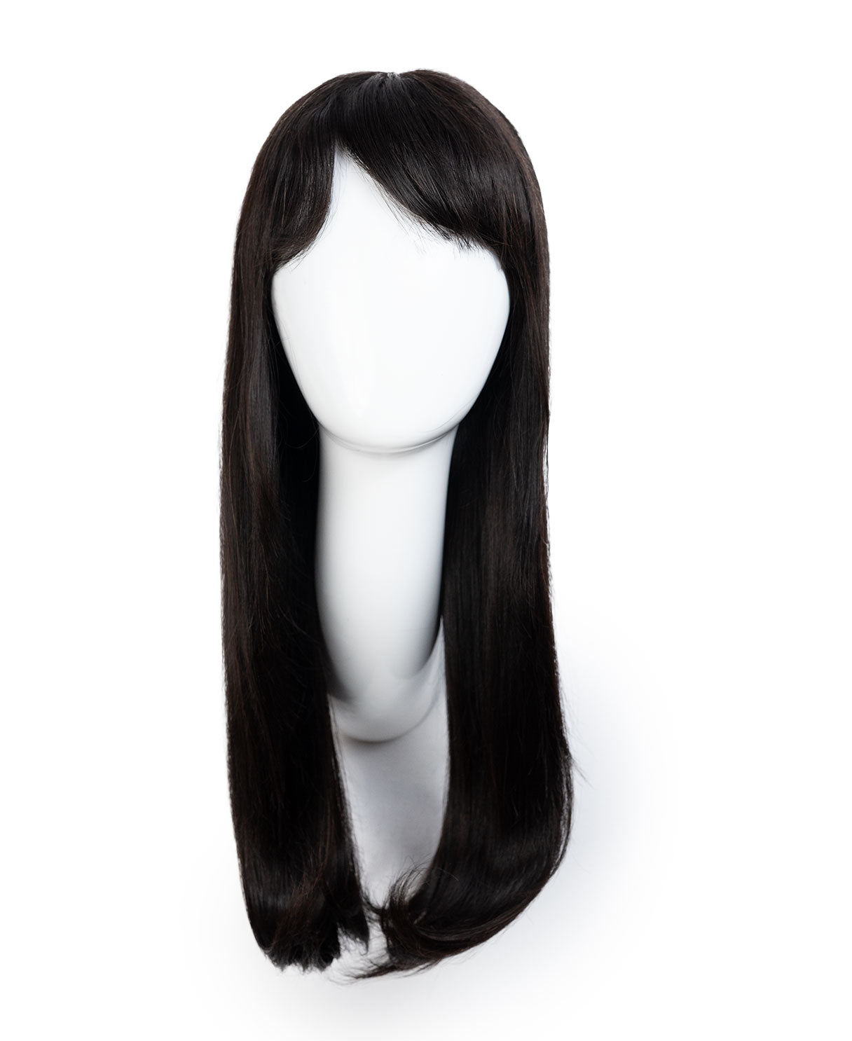 flipped ends blowout with fringe human wig - 18" espresso black.