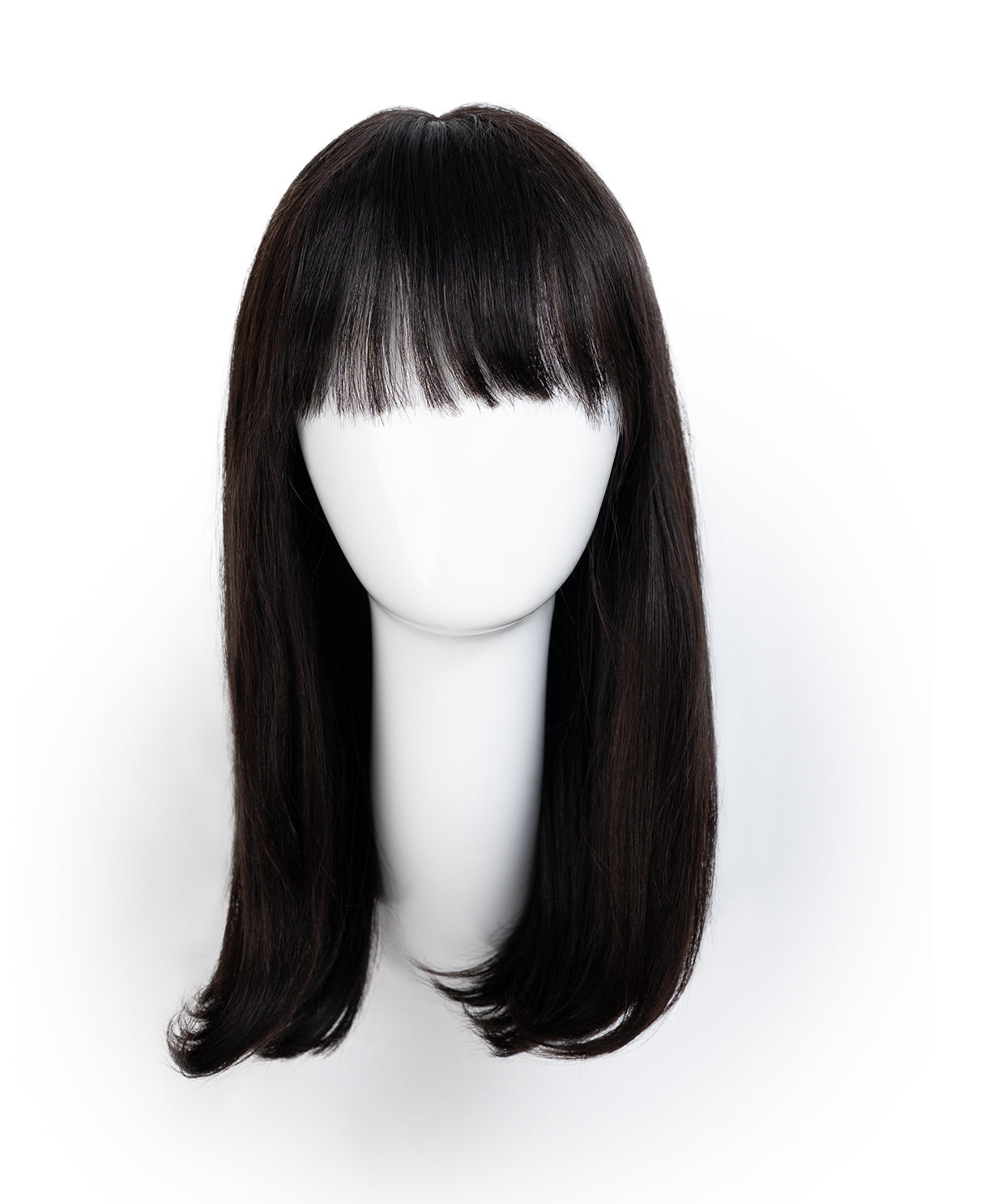 flipped ends blowout with fringe human wig - 14" espresso black.