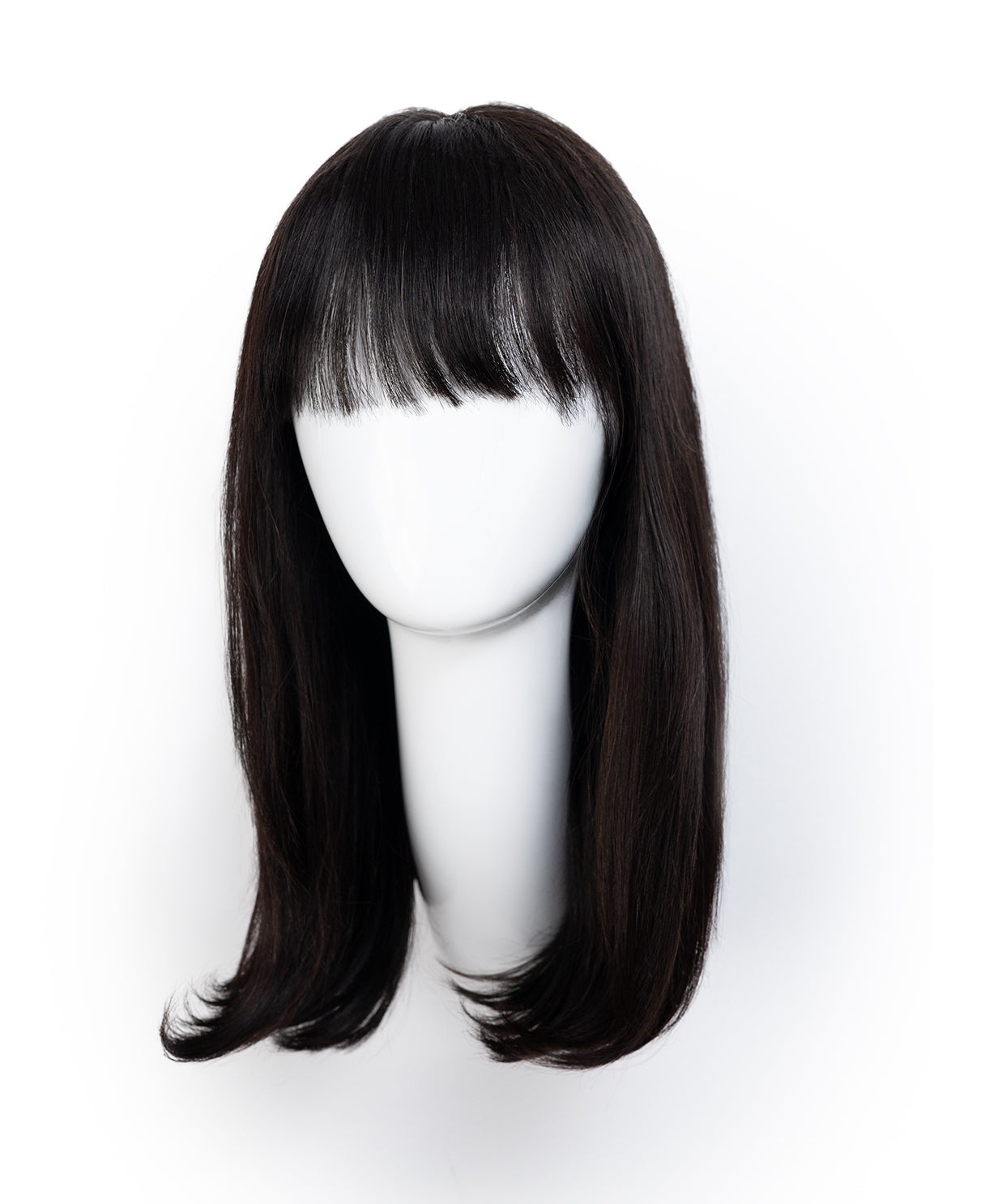 flipped ends blowout with fringe human wig - 14" espresso black.