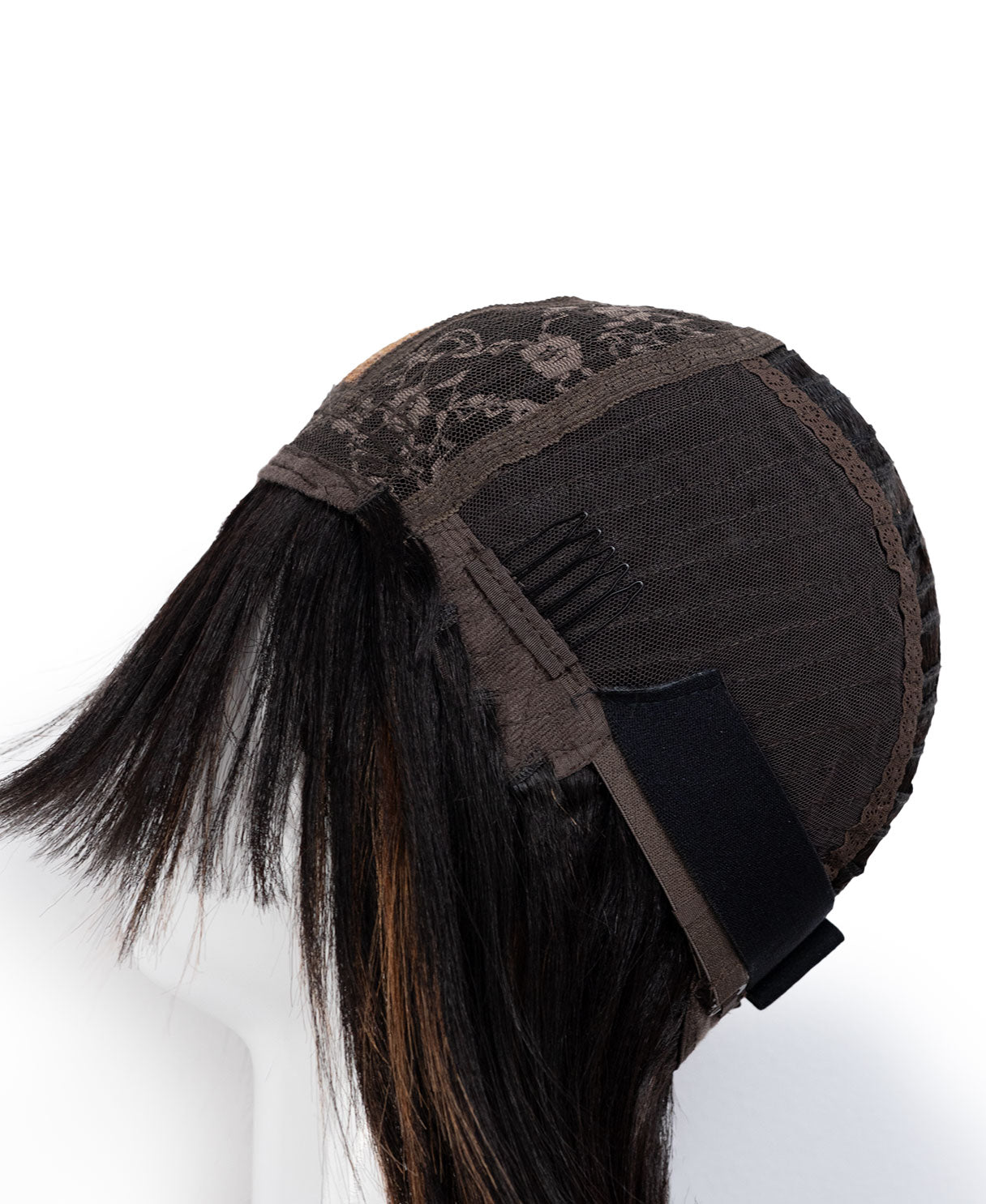 bob wig with fringe - 12" highlighted brown.