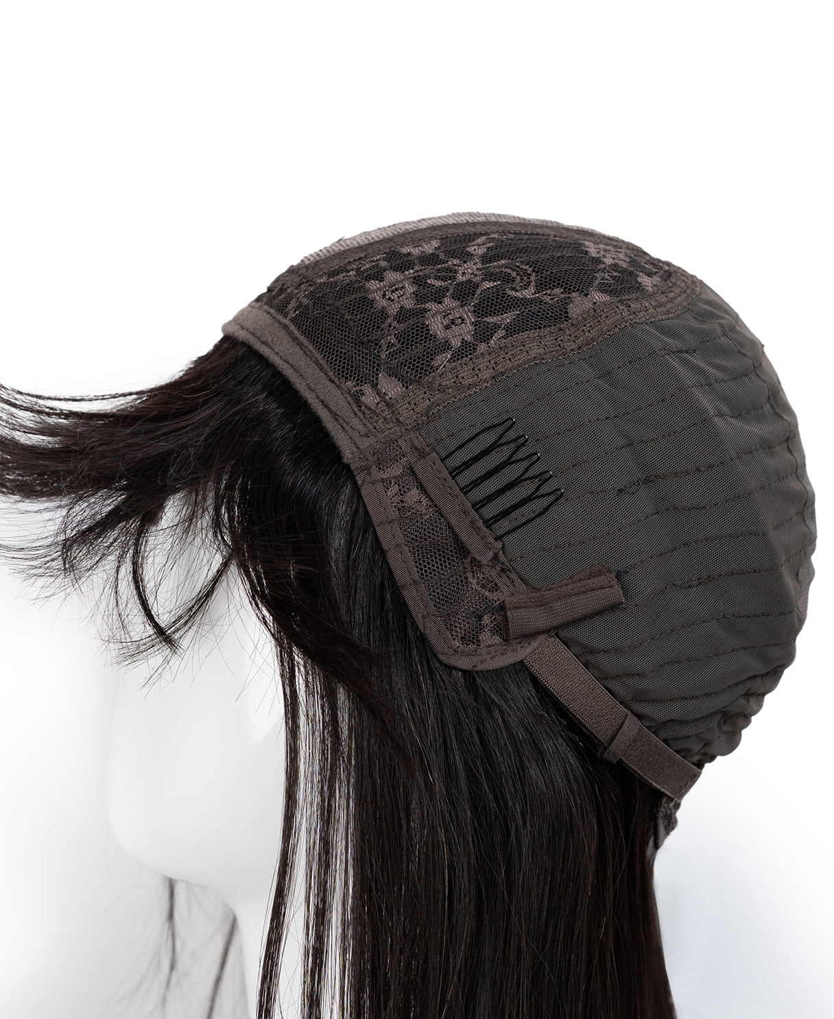 flipped ends blowout with fringe human wig - 18" espresso black.