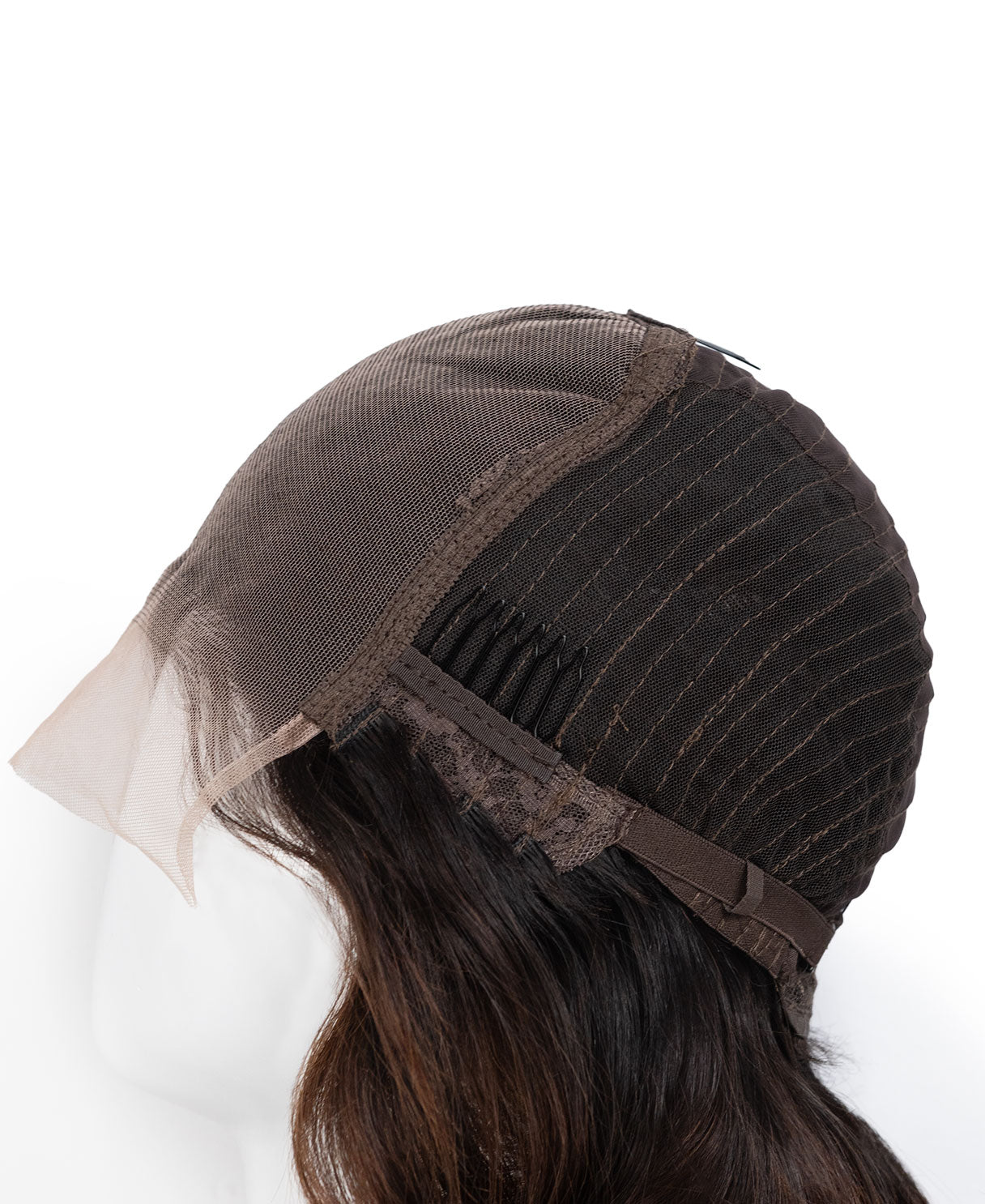 lace front wavy human wig - 18" brown melt.