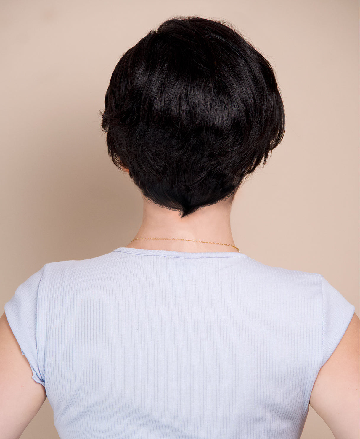short wedge human Wig - 6” natural black.