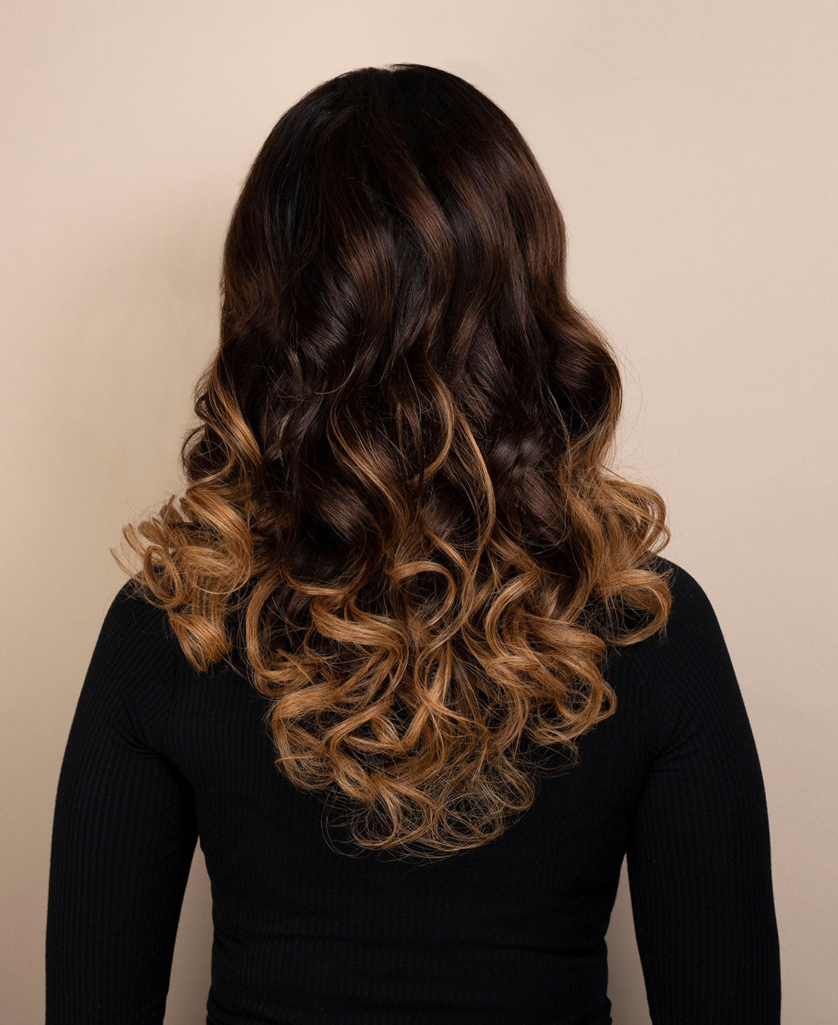 lace front wavy human wig - 18" brown melt.