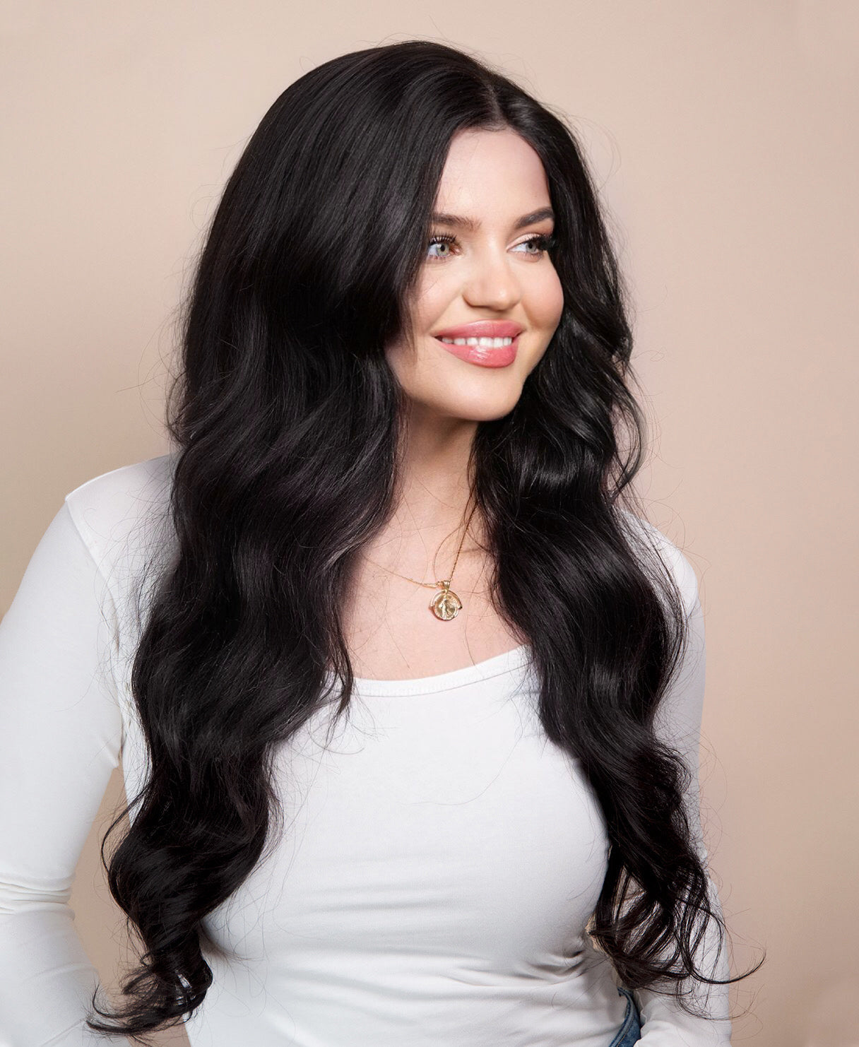 lace front human wig - 24" natural black.