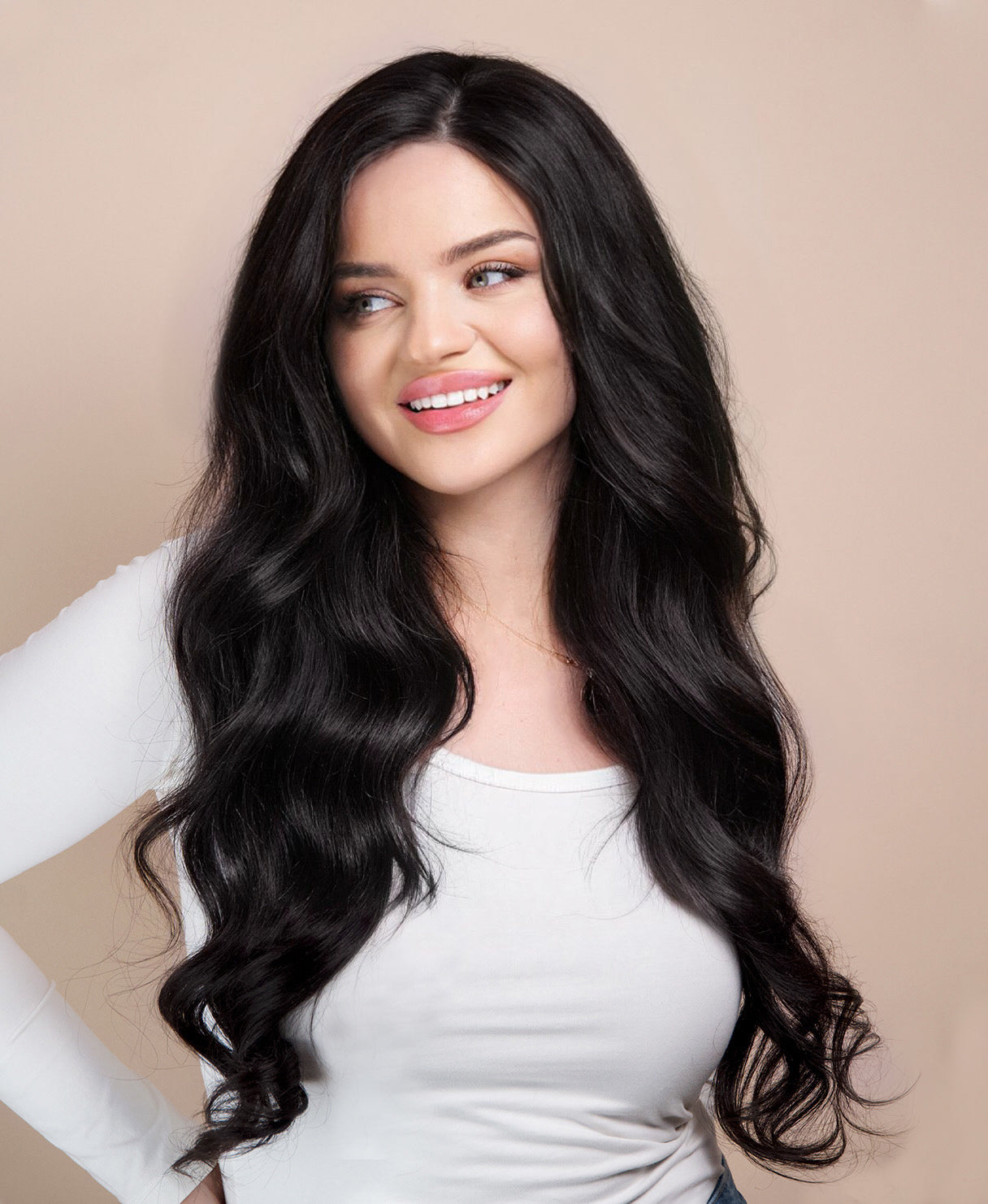 lace front human wig - 24" natural black.