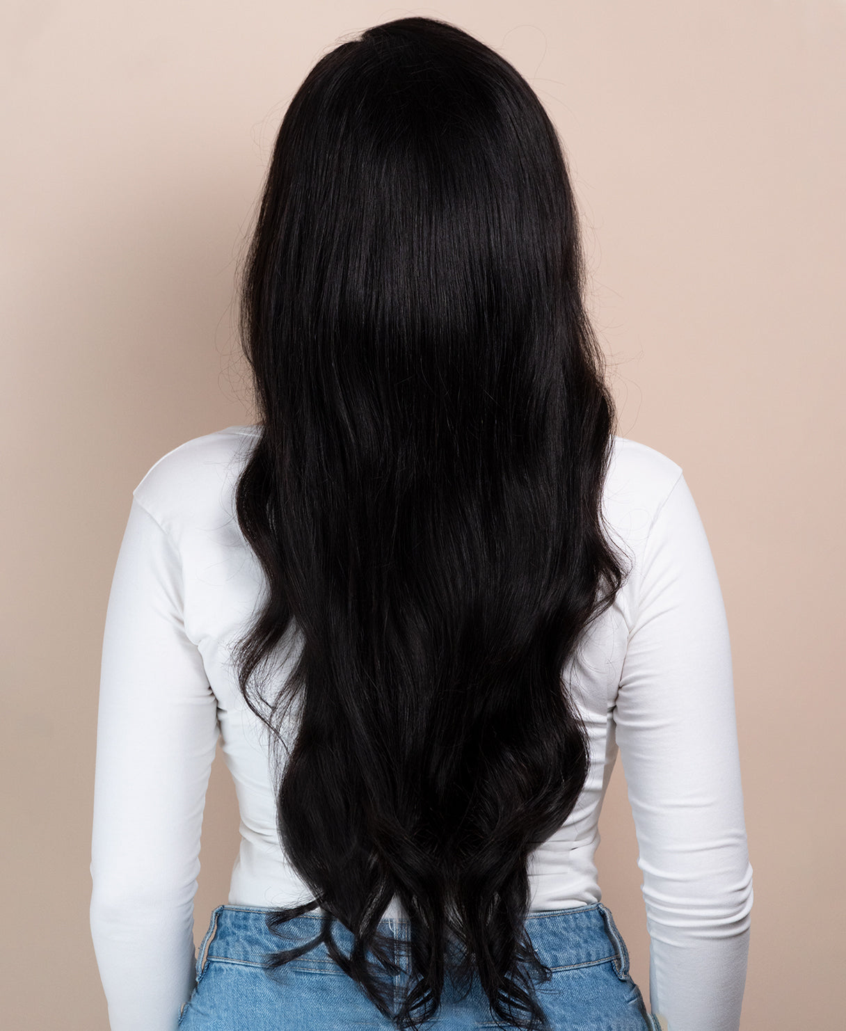 lace front human wig - 26" natural black.
