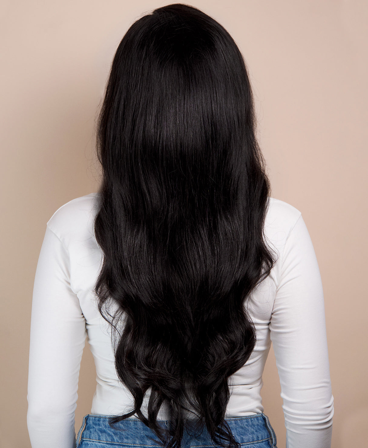 lace front human wig - 24" natural black.
