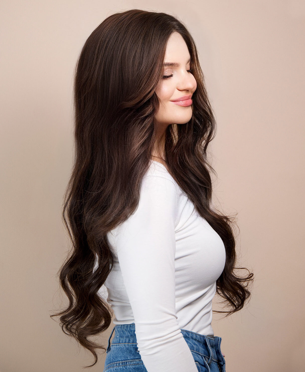 lace front human wig - 24" chocolate brown.