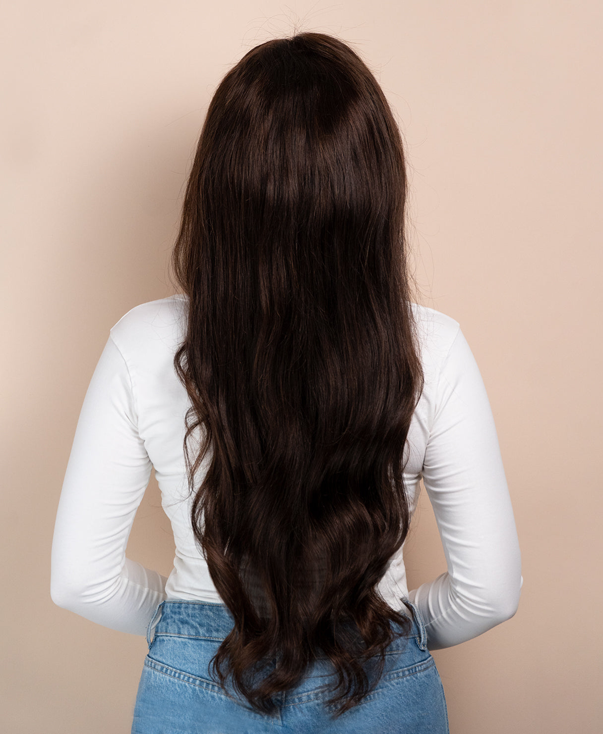 lace front human wig - 26" chocolate brown.