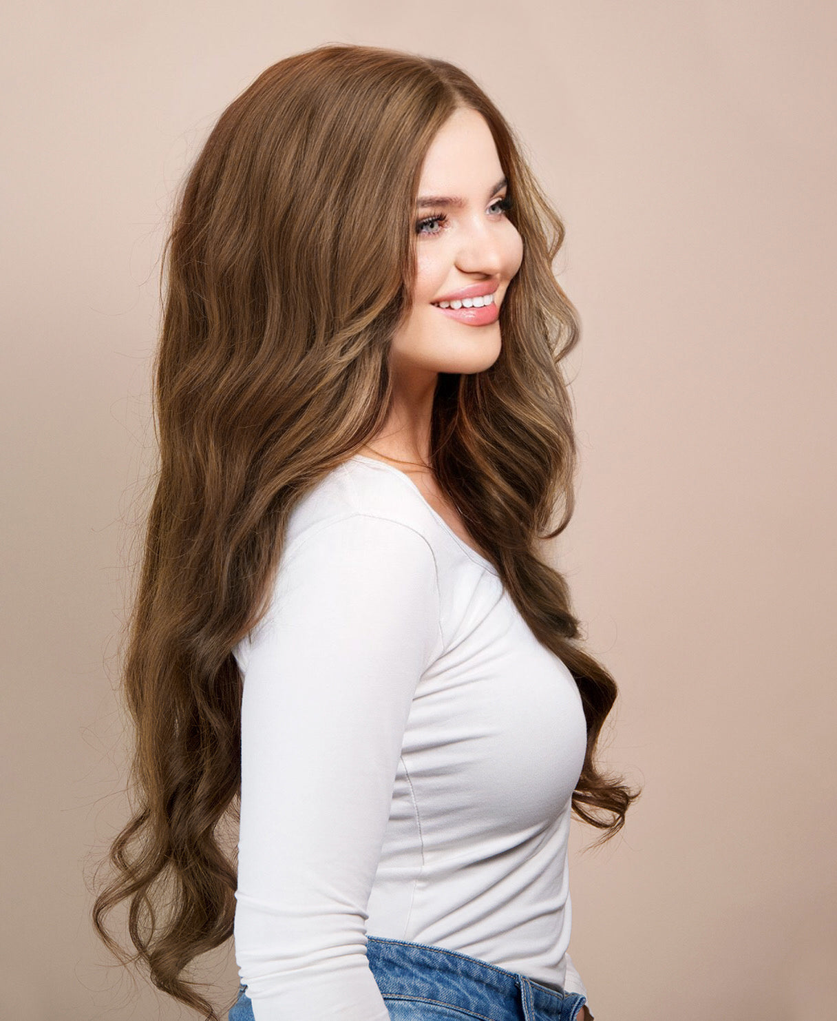 lace front human wig - 24" light brown.