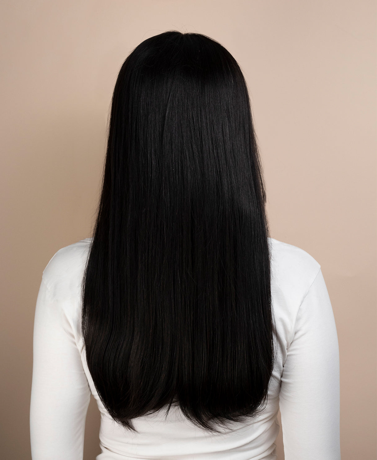 flipped ends blowout with fringe human wig - 18" espresso black.