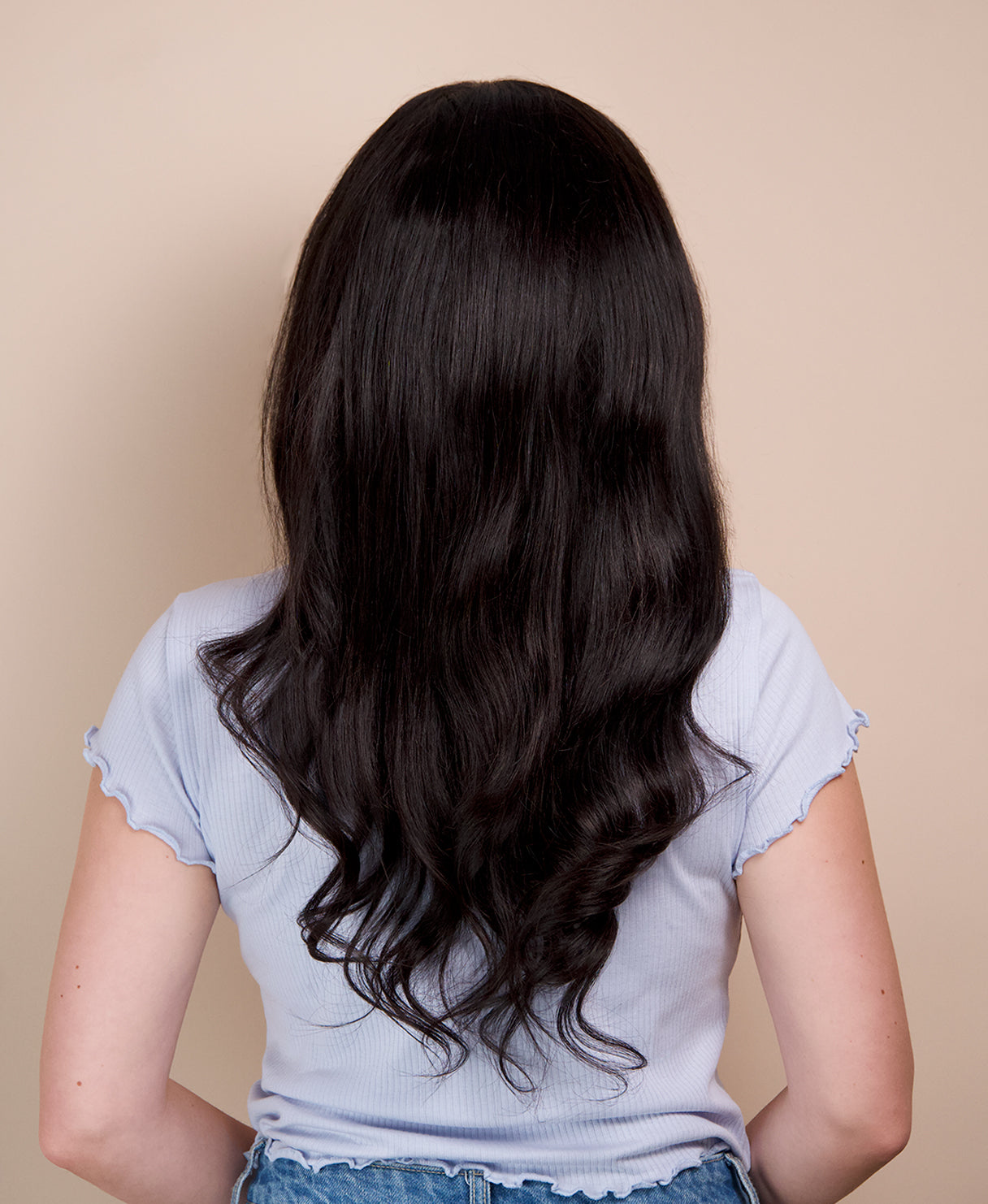 lace front human wig - 20" natural black.