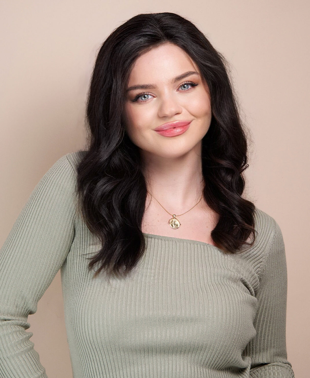 lace front human wig - 14" natural black.