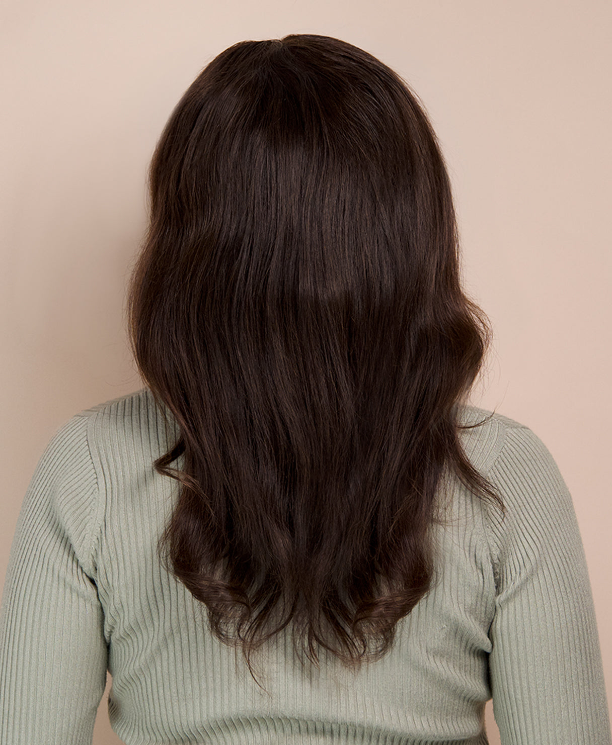 lace front human wig - 14" chocolate brown.