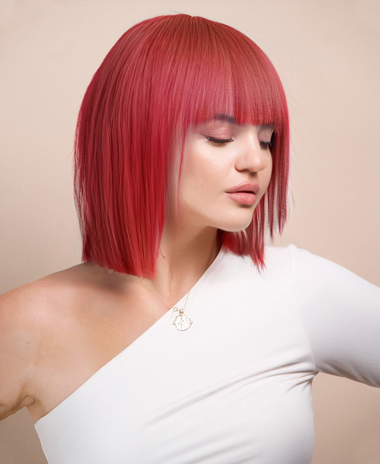 bob wig with fringe - 10" copper.