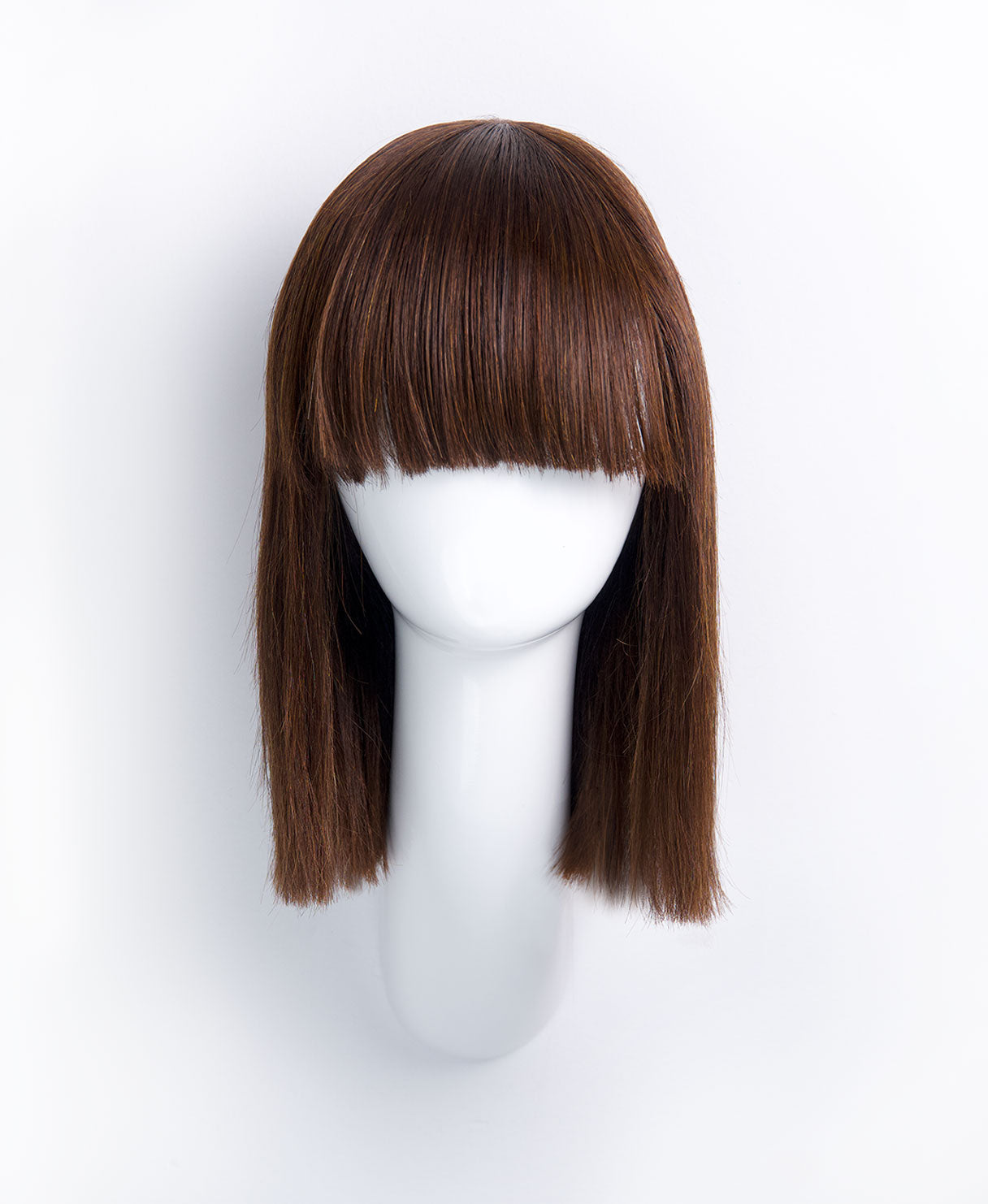 bob wig with fringe - 10" chocolate brown.
