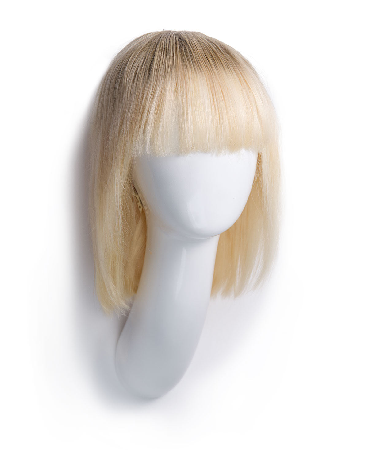 bob wig with fringe - 10" rooted platinum blonde.