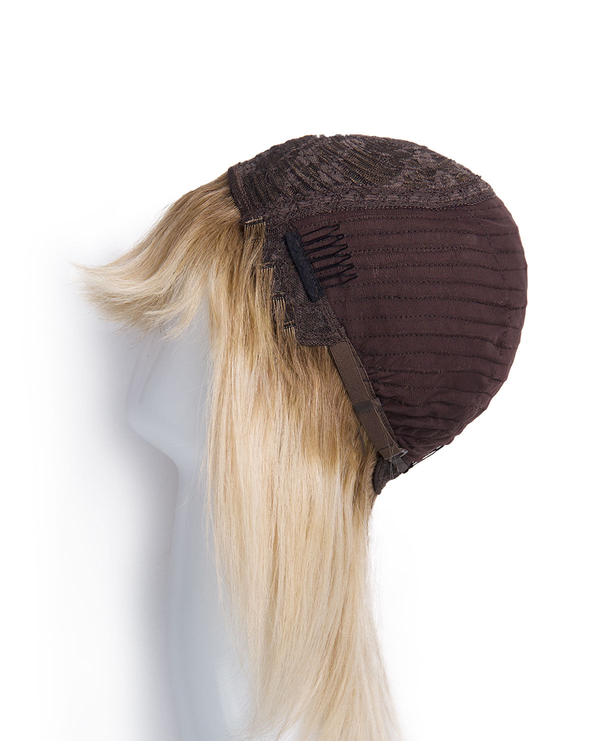 bob wig with fringe - 10" rooted platinum blonde.