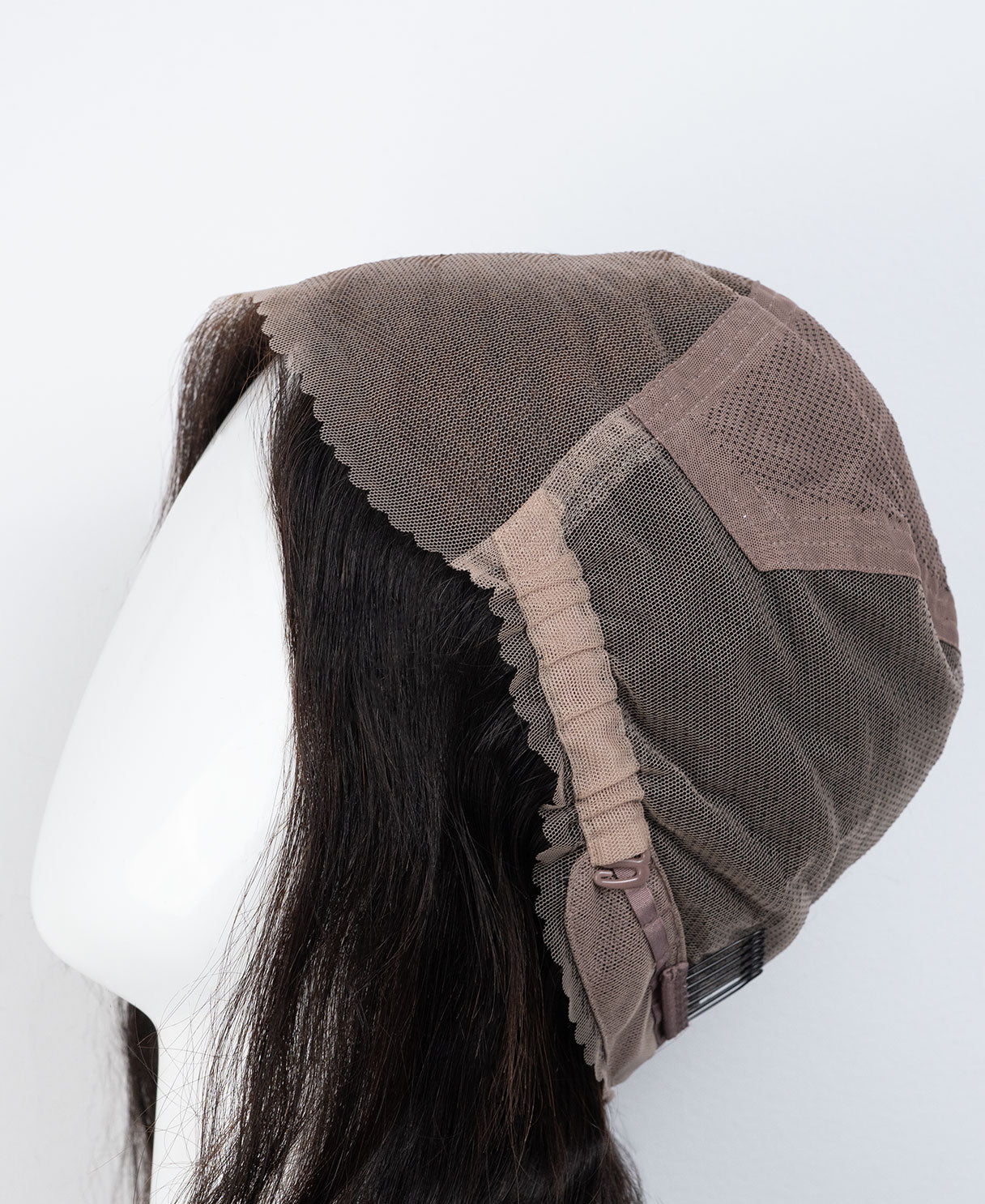 pre-cut full lace wavy human wig - 16" natural black.