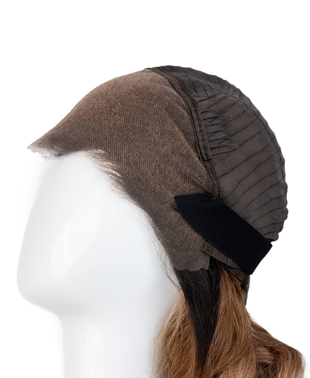 put on & go human wig - 16" rooted blonde with bouncy curls.