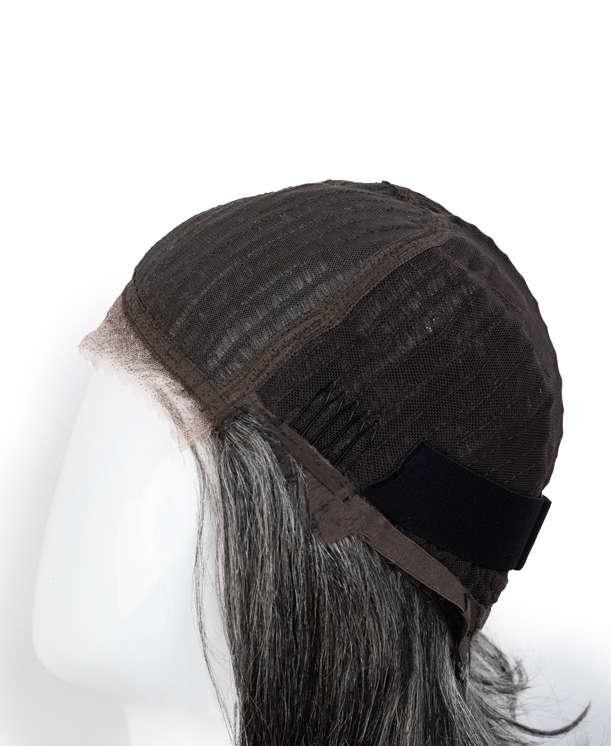 long bob with side part human wig - 10" salt and pepper.