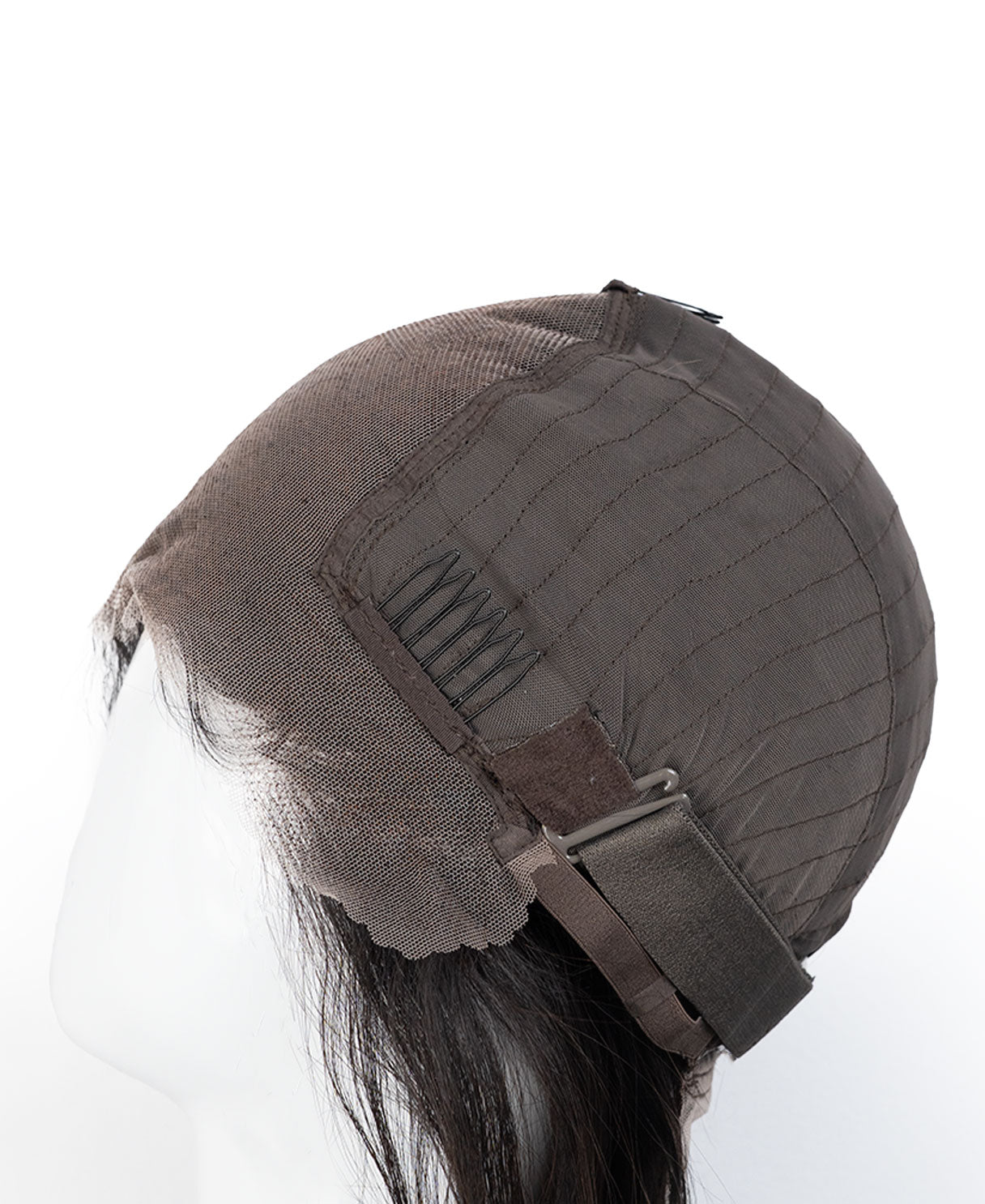 put on & go pre-cut lace human wig - 16" deep black.