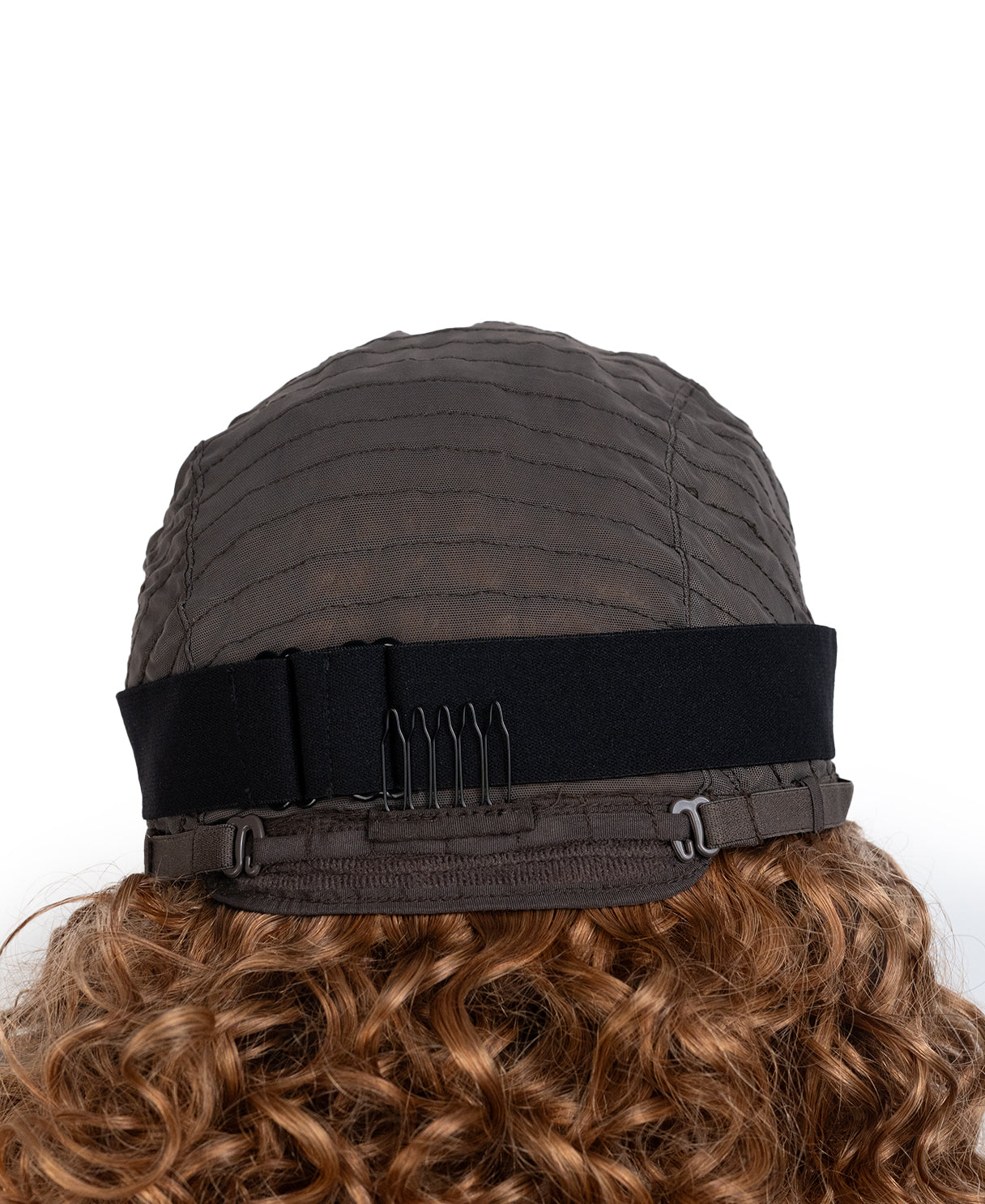 put on & go curly human wig - 14" strawberry blonde with bangs.