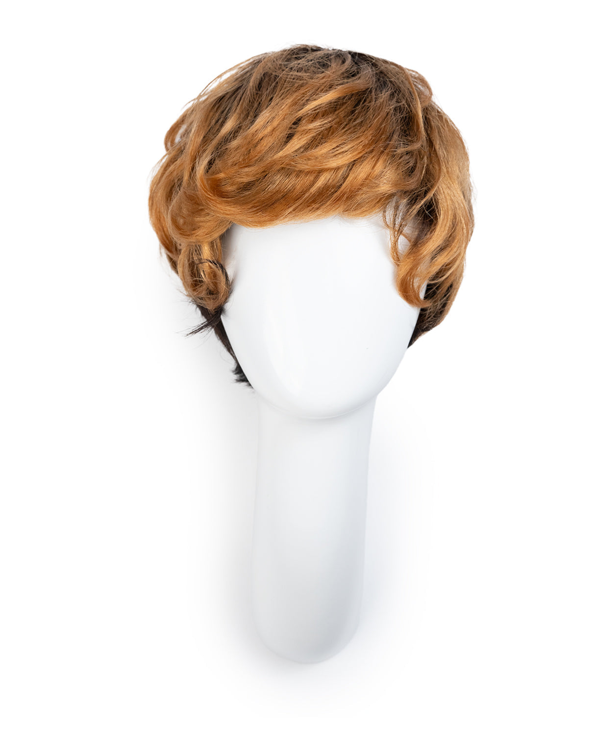short wedge human wig - 4" rooted strawberry blonde.