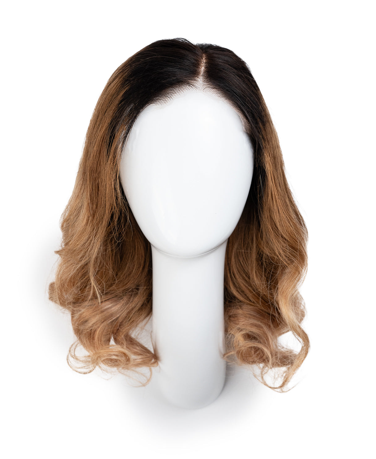 put on & go human wig - 16" rooted blonde with bouncy curls.