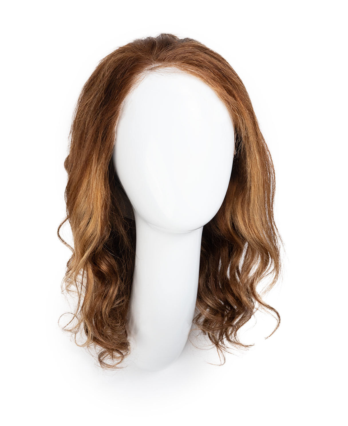put on & go pre-cut lace wavy human wig - 16" caramel balayage.