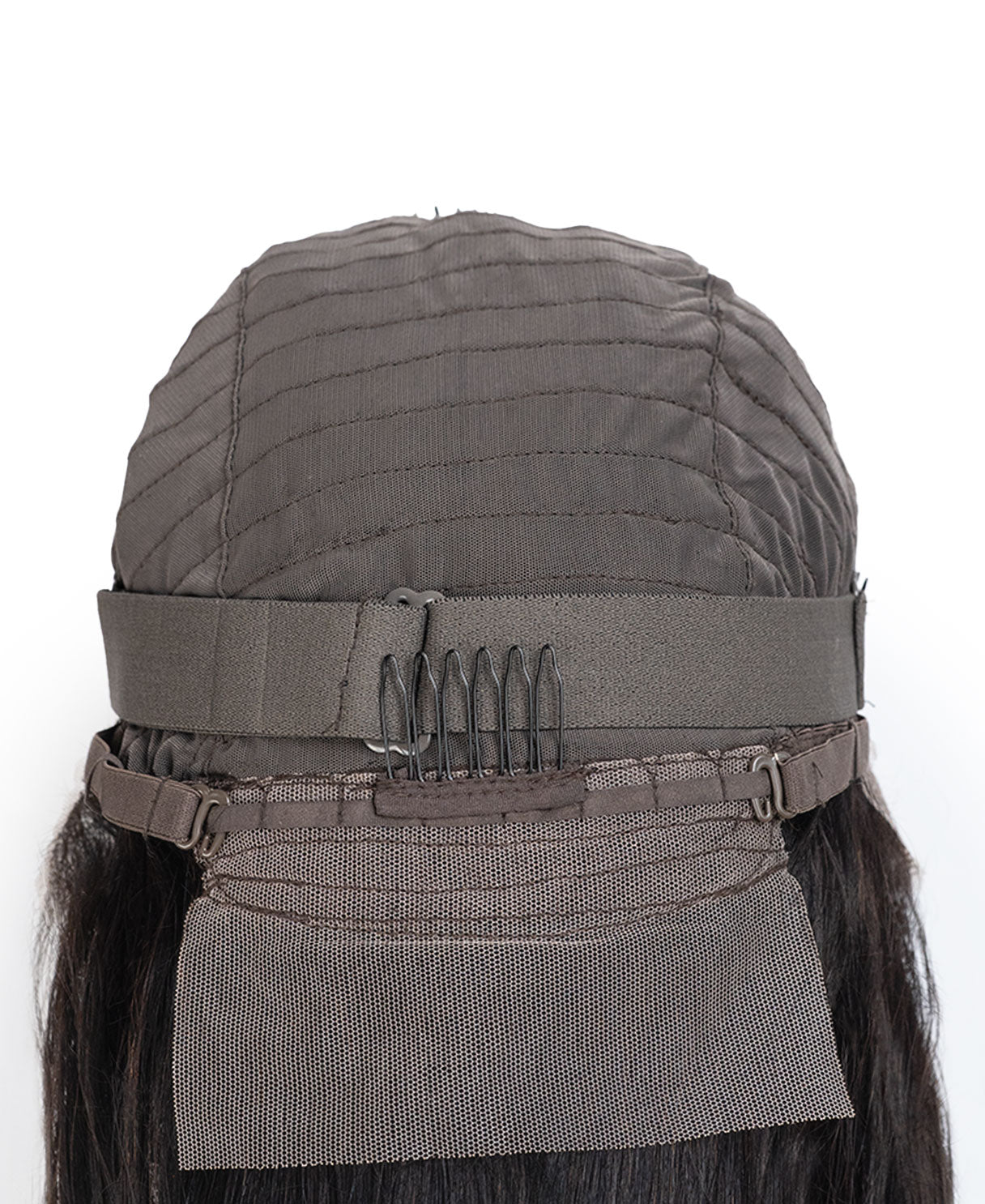 put on & go pre-cut lace human wig - 16" deep black.