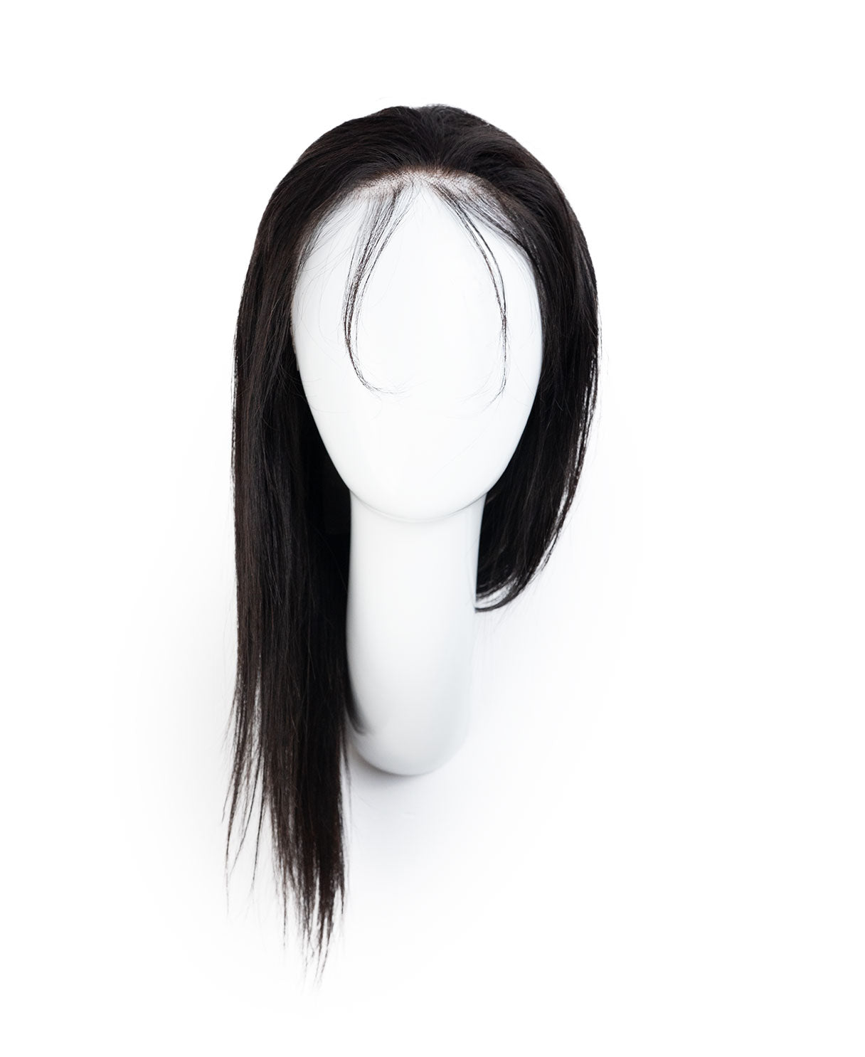 put on & go pre-cut lace human wig - 16" deep black.