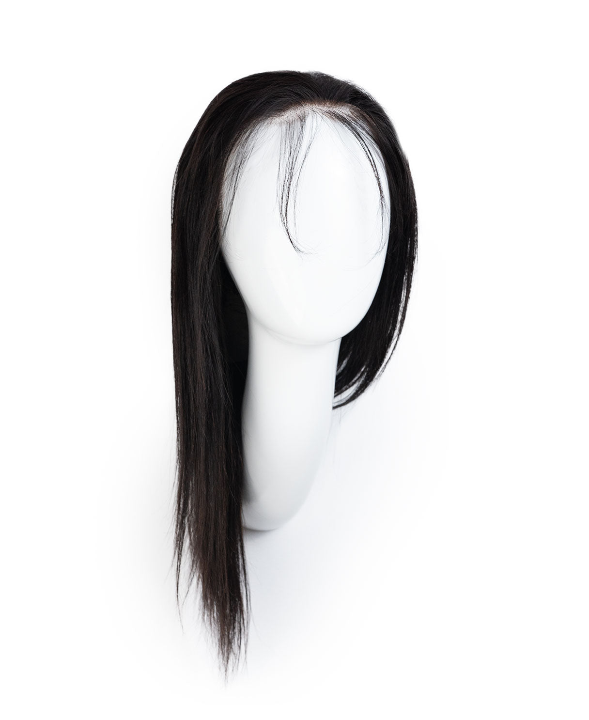 put on & go pre-cut lace human wig - 16" deep black.