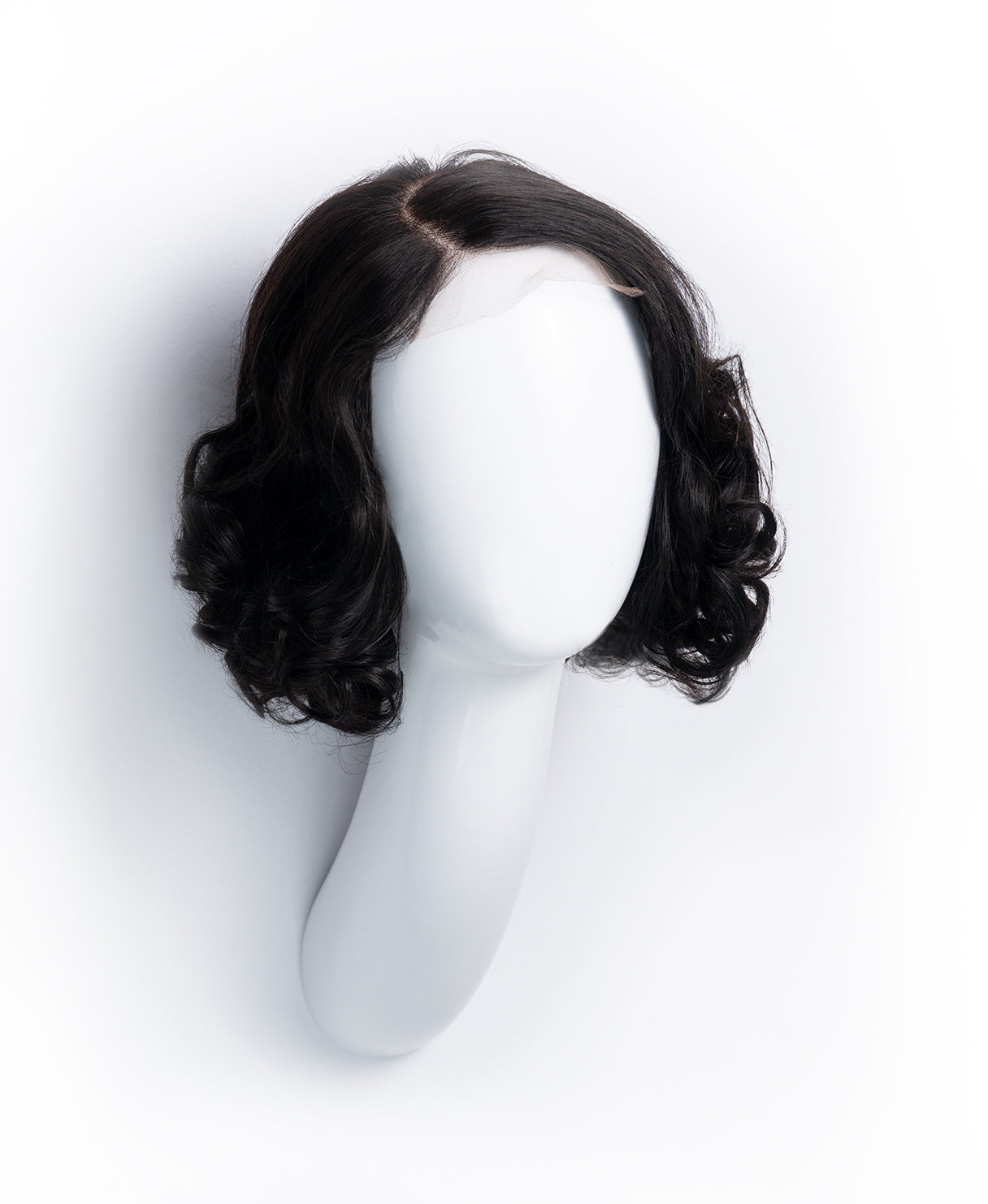curly bob human wig - 12" natural black.