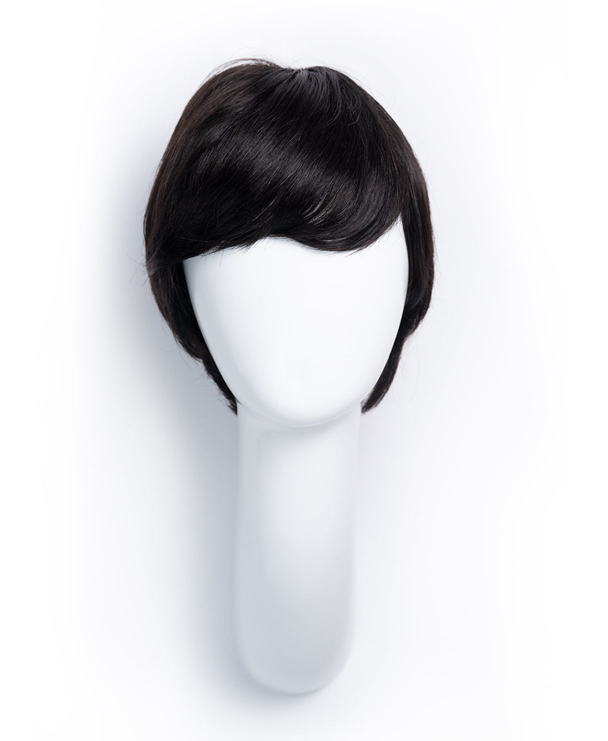 pixie human wig with bangs - 4" black.
