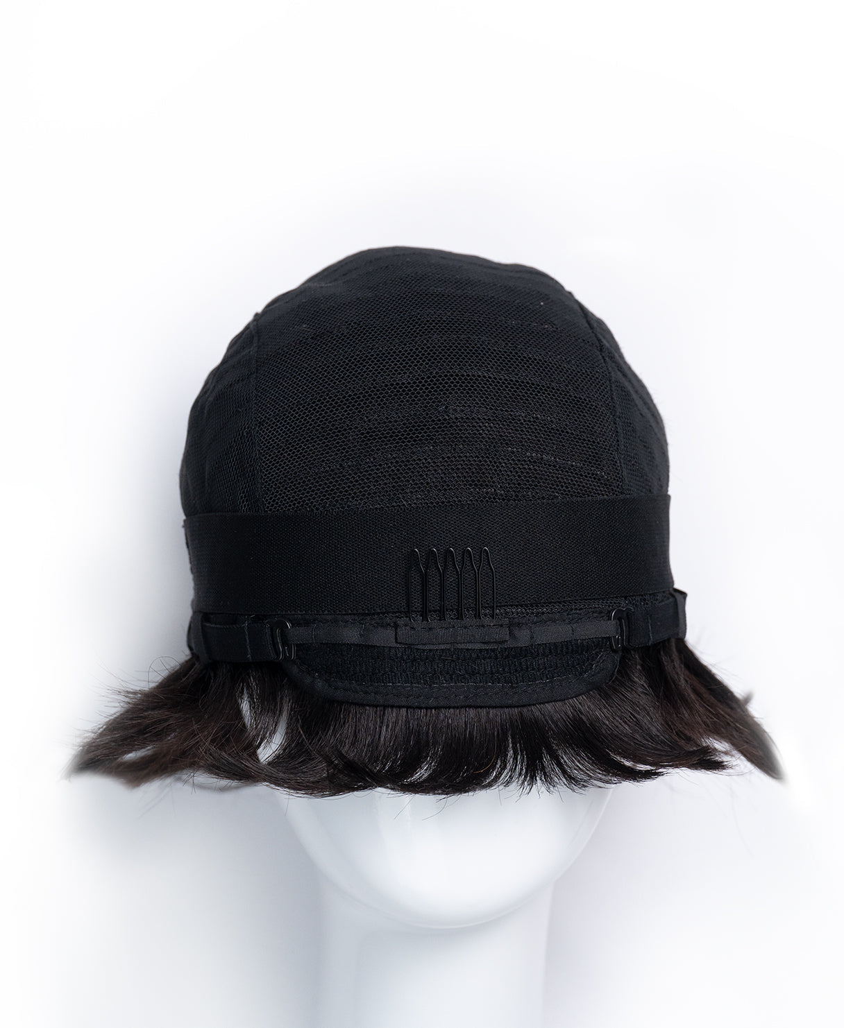 pixie human wig with bangs - 4" black.