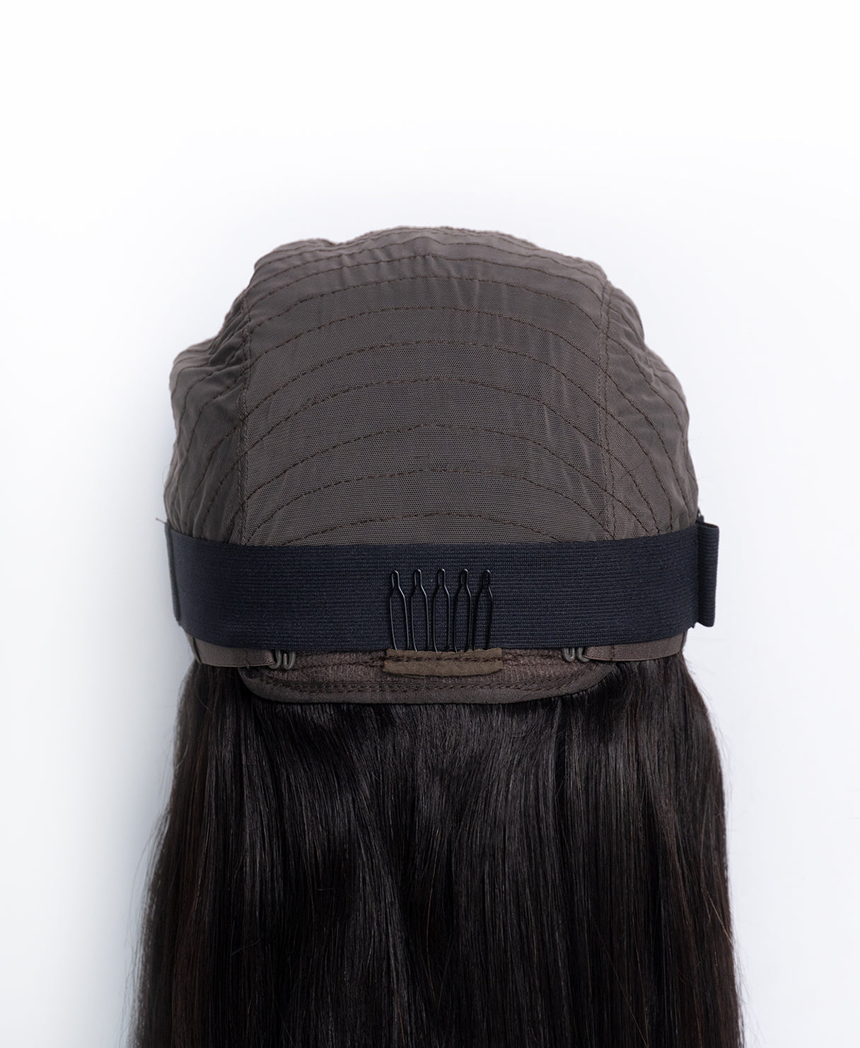 human hair wig with fringe - 20" black.