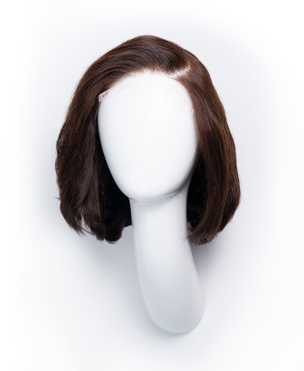 wedge bob t-part human wig - 8" chocolate brown.