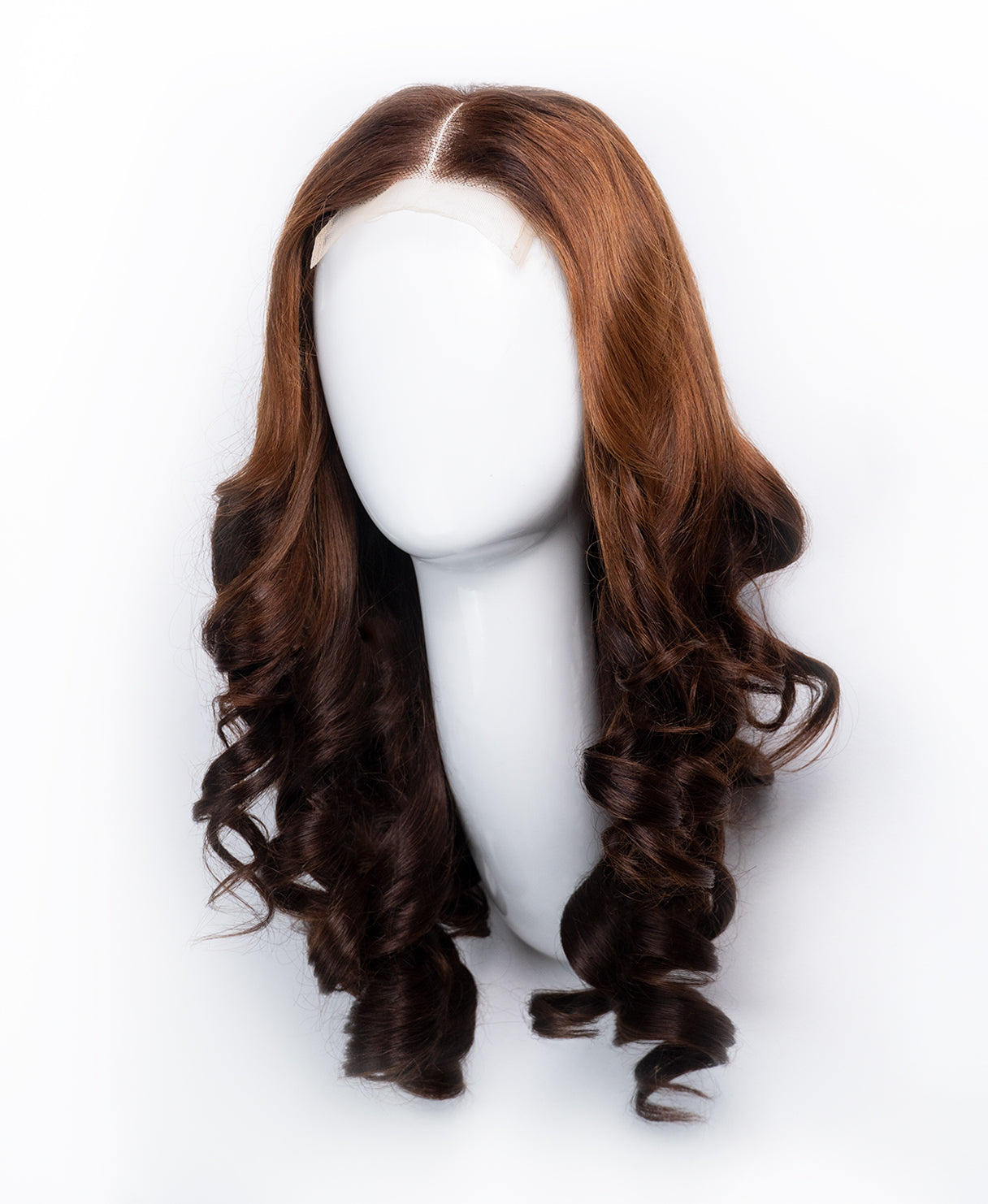 bouncy curls human wig - 18" brown ombre.