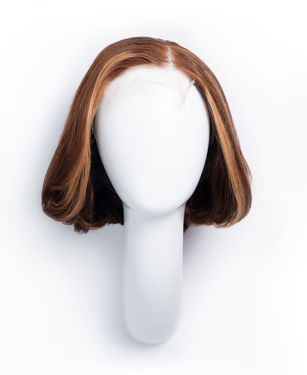 wedge bob human wig - 8" caramel highlights.
