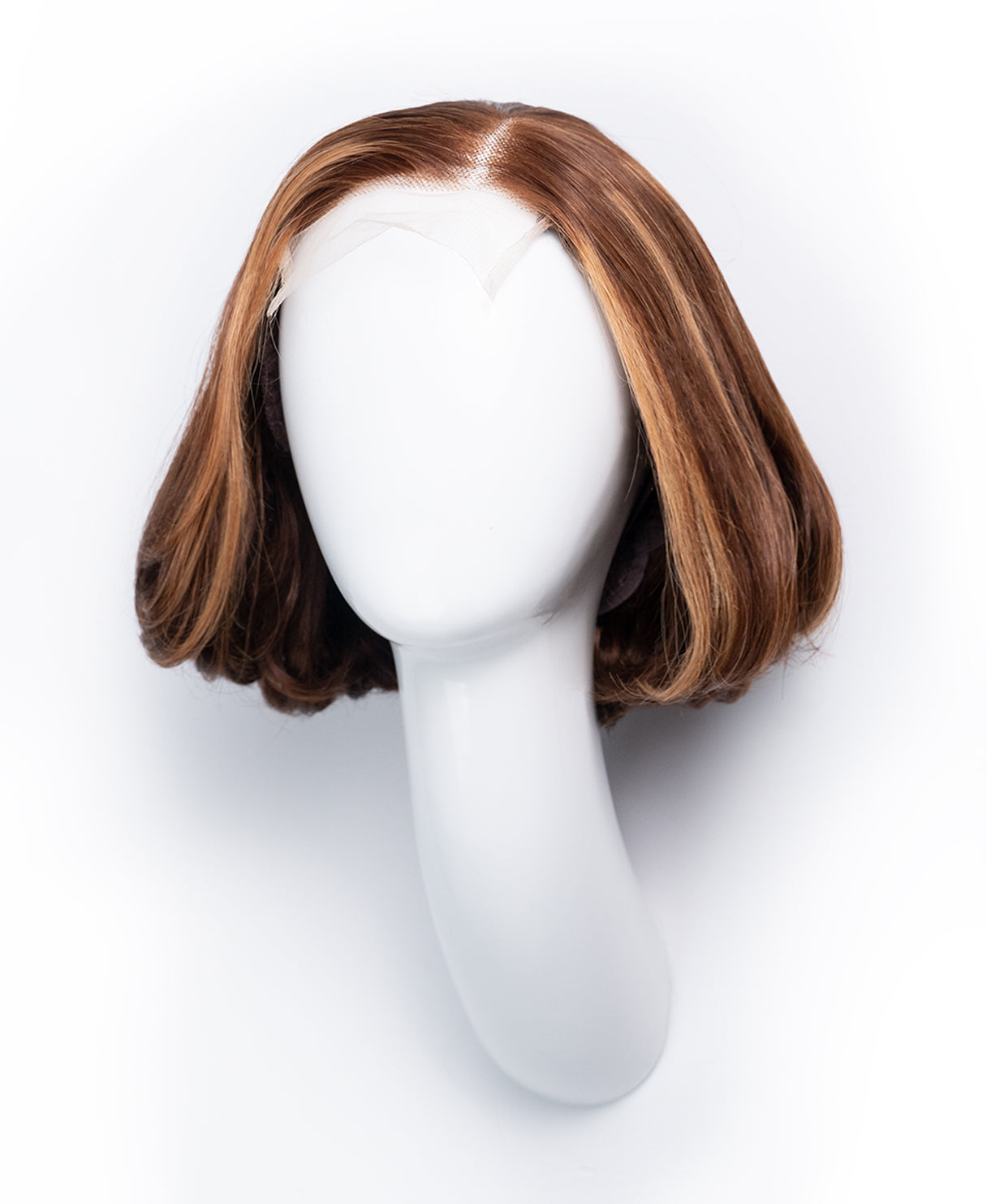 wedge bob human wig - 8" caramel highlights.