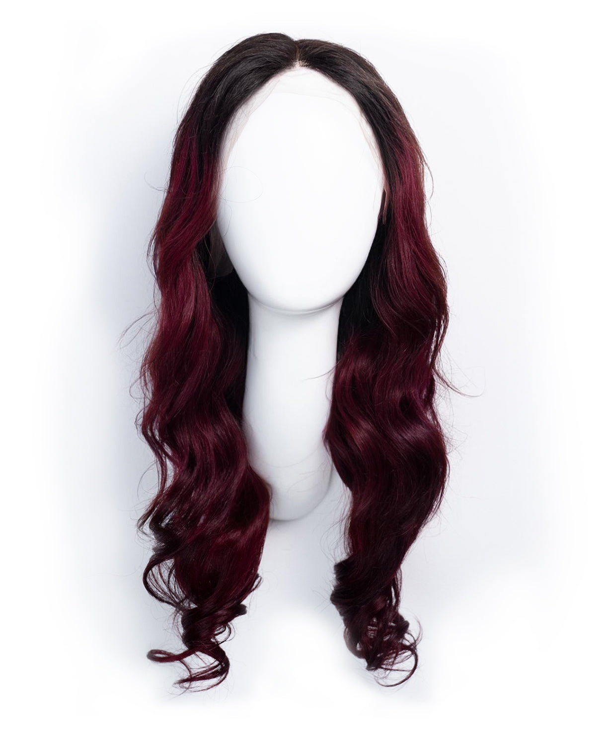 wavy human wig - 20" rooted red.