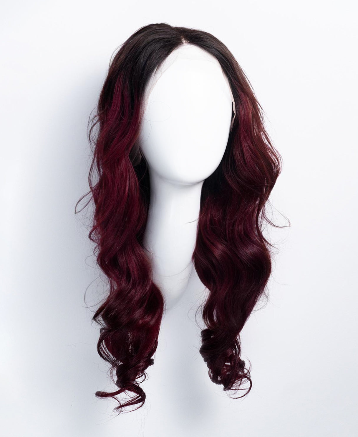 wavy human wig - 20" rooted red.
