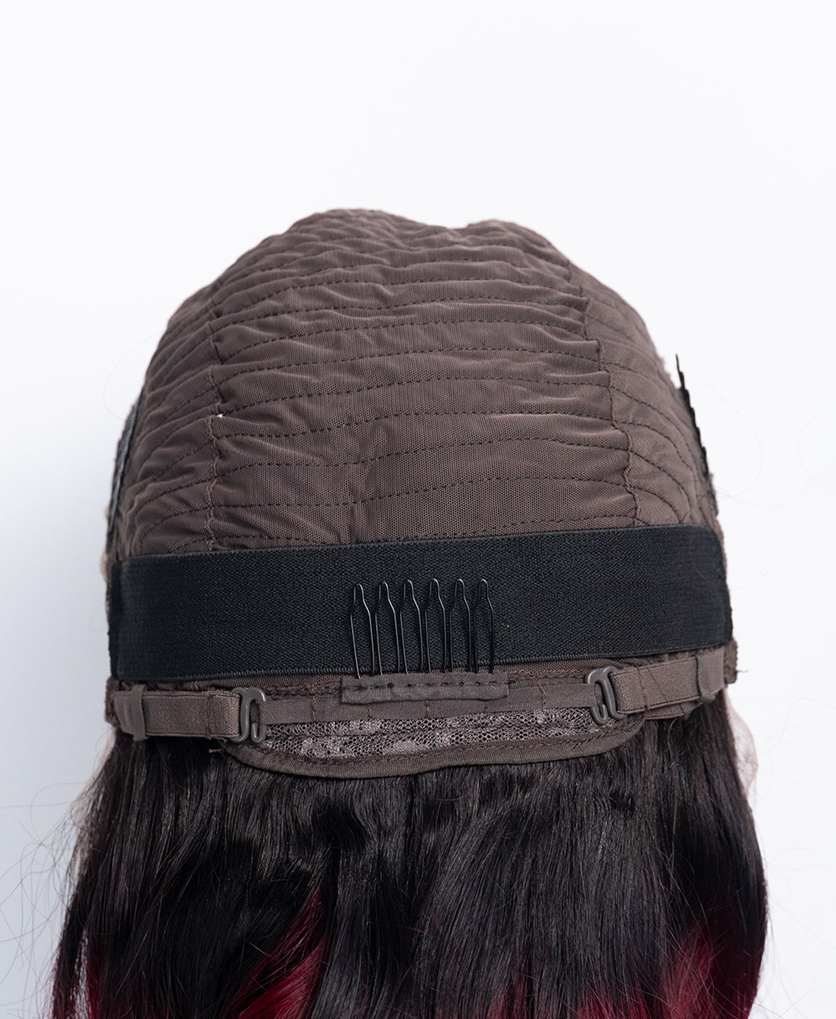 wavy human wig - 20" rooted red.