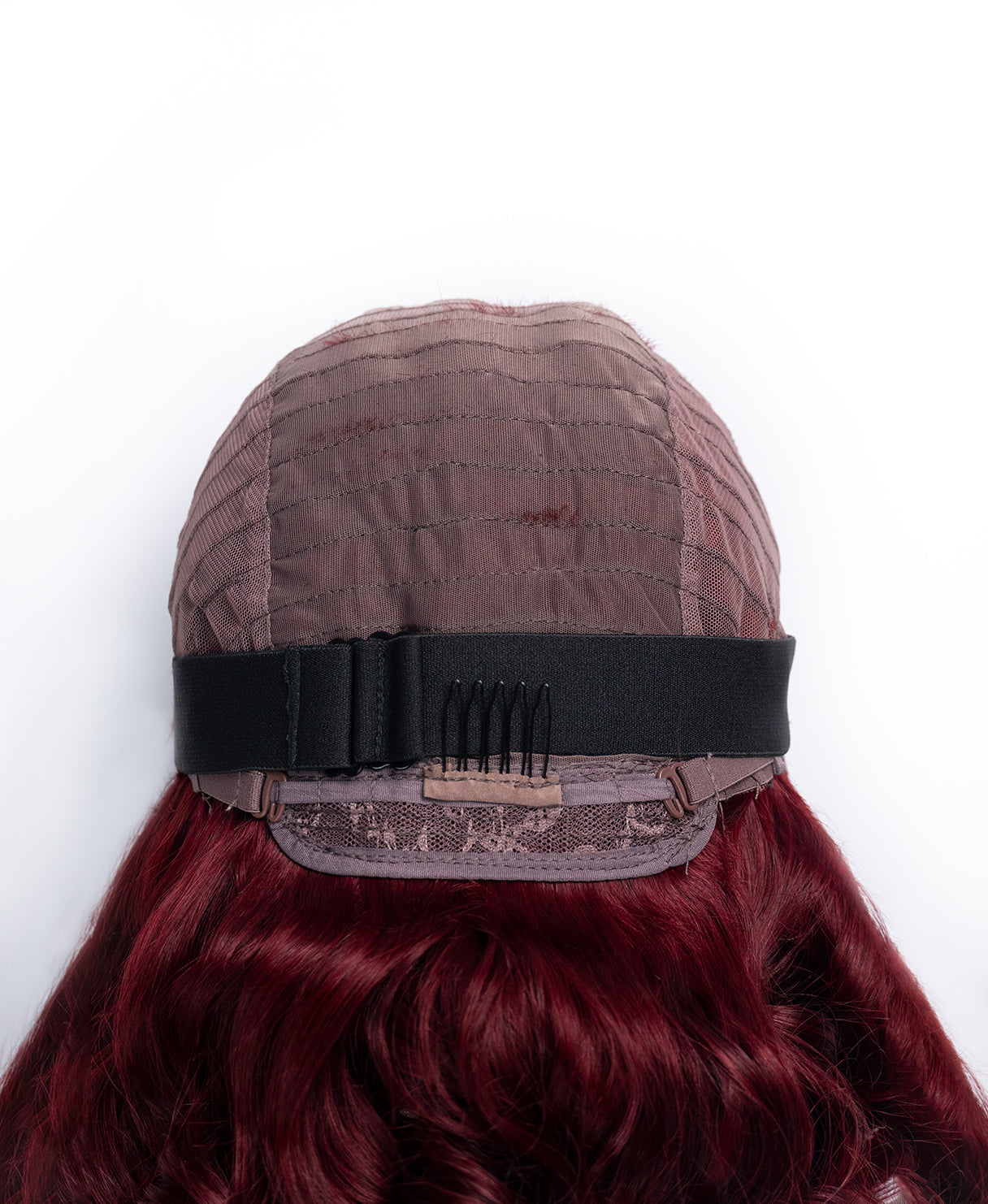 bouncy curls human wig - 14" dark red.