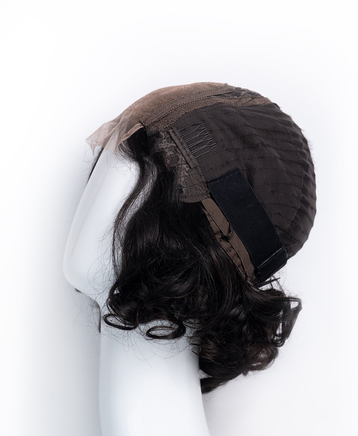 curly bob human wig - 12" natural black.